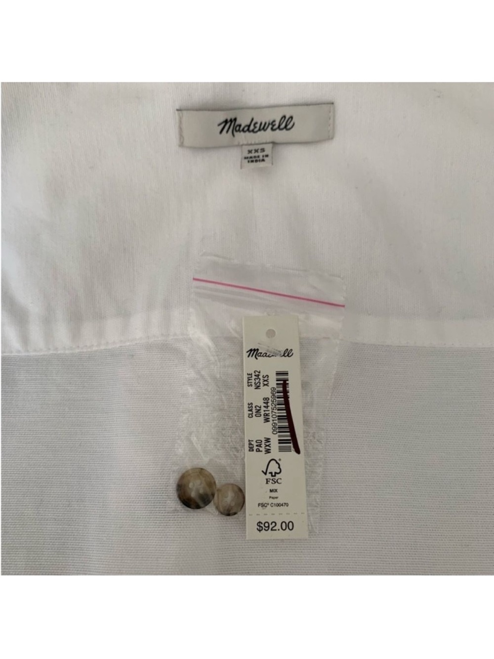 Madewell Top XXS Preppy White - Picture 5 of 8